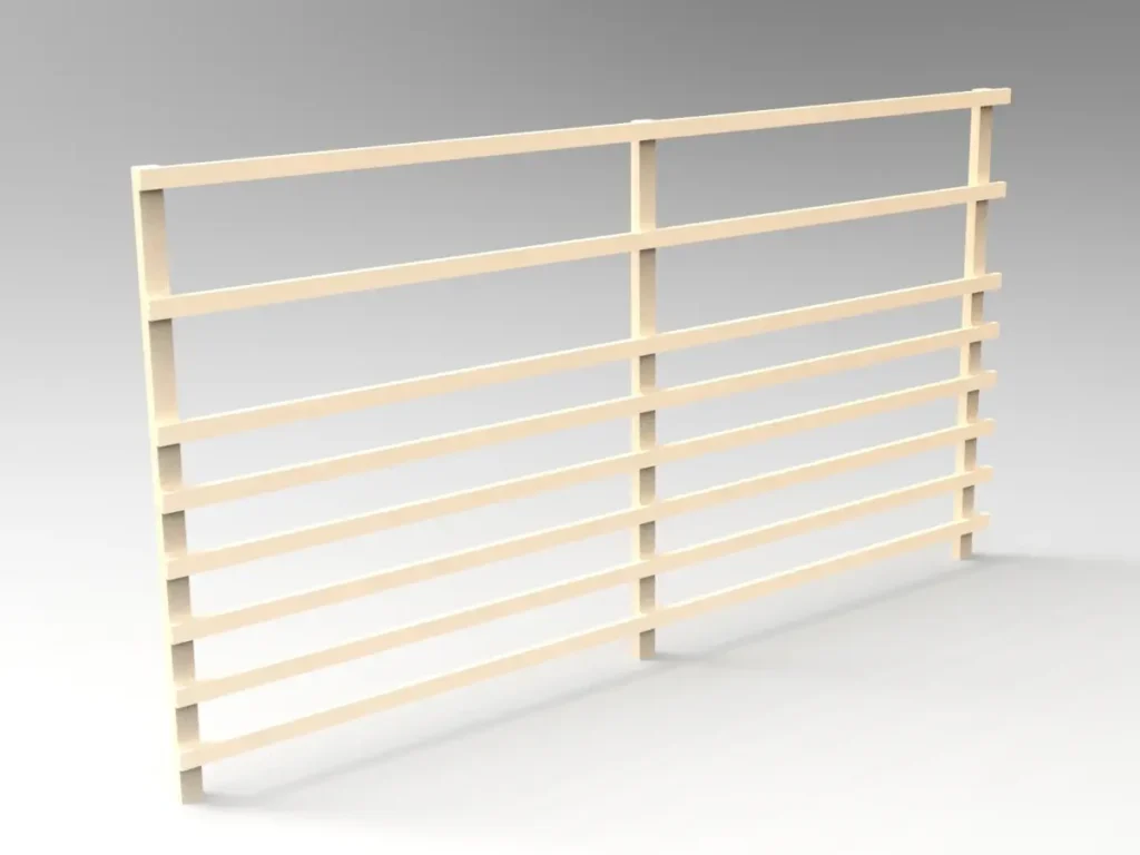 3D-Render eines Hordengatters 3 m × 160 cm als Ausführung für Kulturschutz