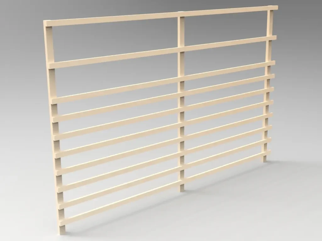 3D-Render eines Hordengatters 3 m × 200 cm als Ausführung für Kulturschutz